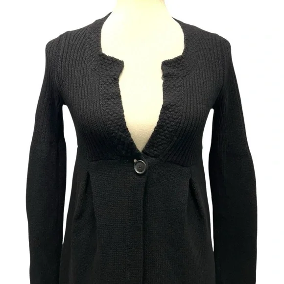 Theory Black Wool Cashmere One Button Longline Women's Cardigan Sweater Small - Picture 5 of 11